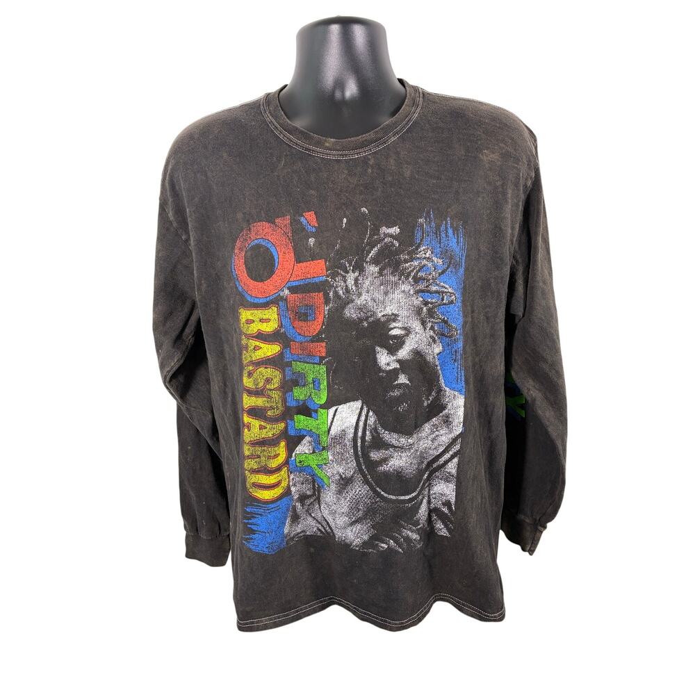 Ol Dirty Bastard ODB Acid Wash Long Sleeve T Shirt Mens M Wu Tang
